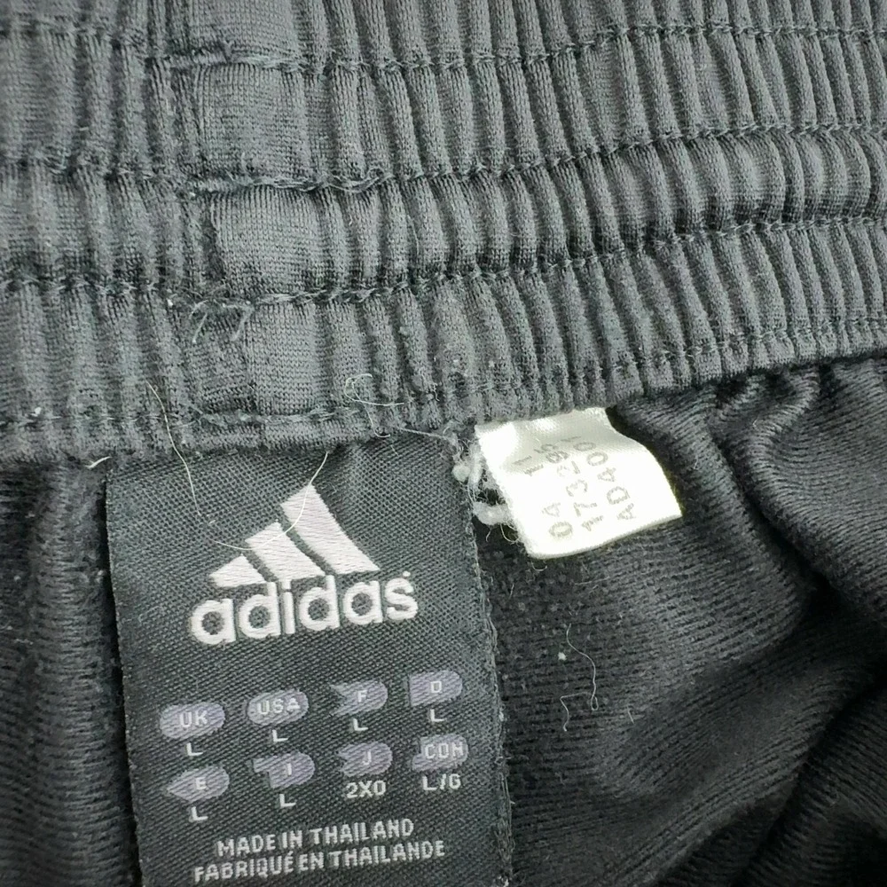Adidas Track Pants Mens L Black Polyester Three Stripe Athletic Streetwear Style